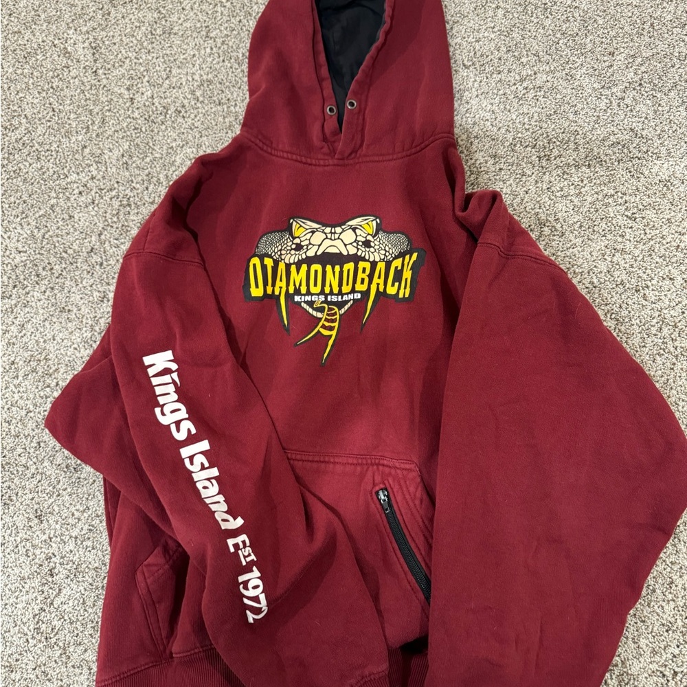 Red Kids Hoodie with Snake Graphic